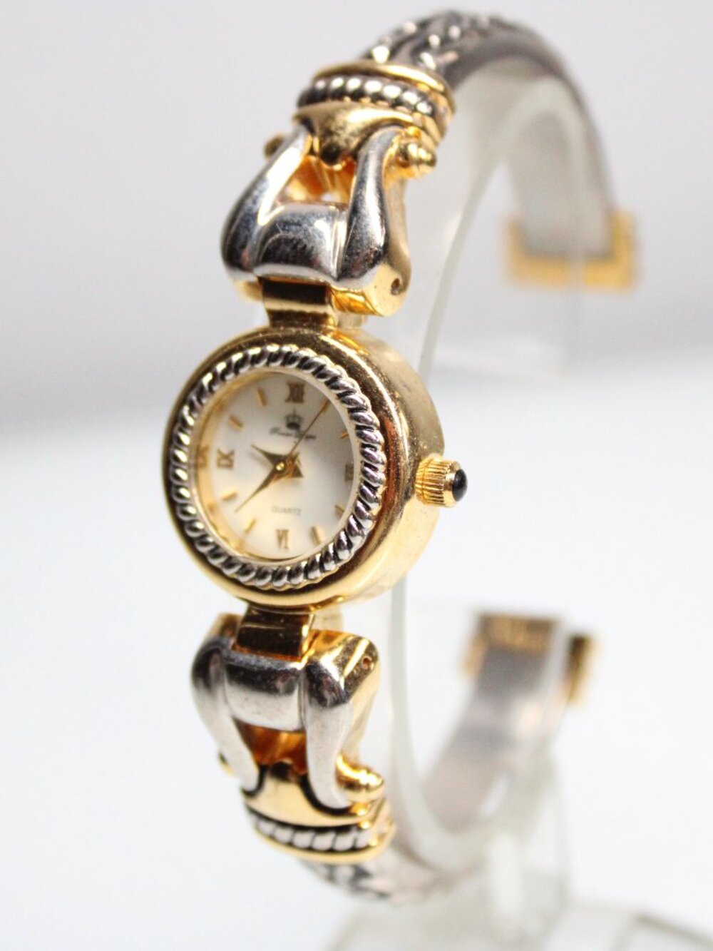 Premier Designs Women's Quartz Watch Two Tone Bracelet White Dial Roman Numerals